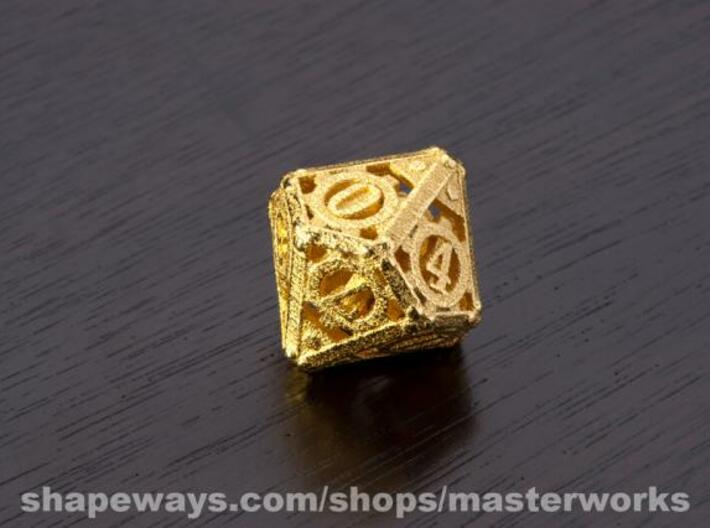 Steampunk d10 3d printed Gold Plated Glossy