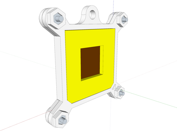 Socket 462/A CPU Bauble Single 3d printed The Rear of the assembled Bauble; the yellow block is a crude representation of the Pins.