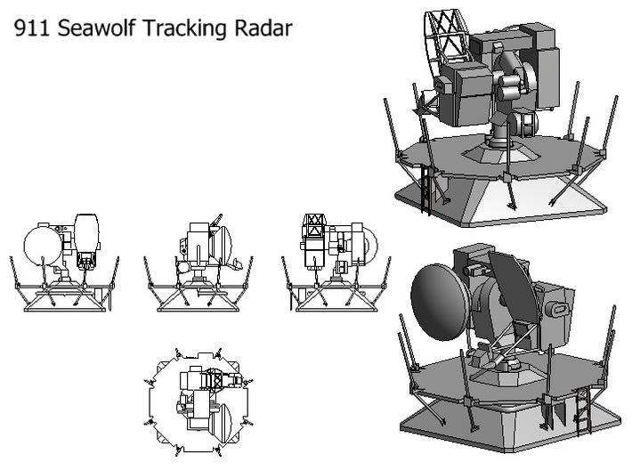 Type 911 Seawolf Tracker Radar kit x 2 1/72 3d printed 