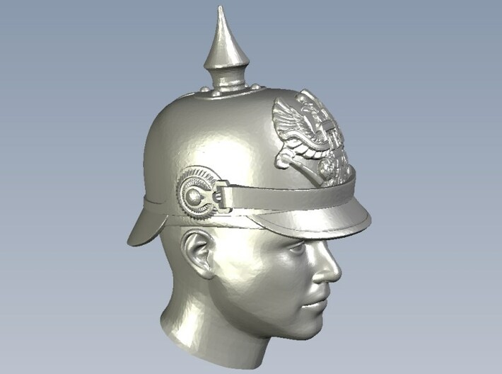 1/33 scale figure heads w pickelhaube helmets x 18 3d printed 