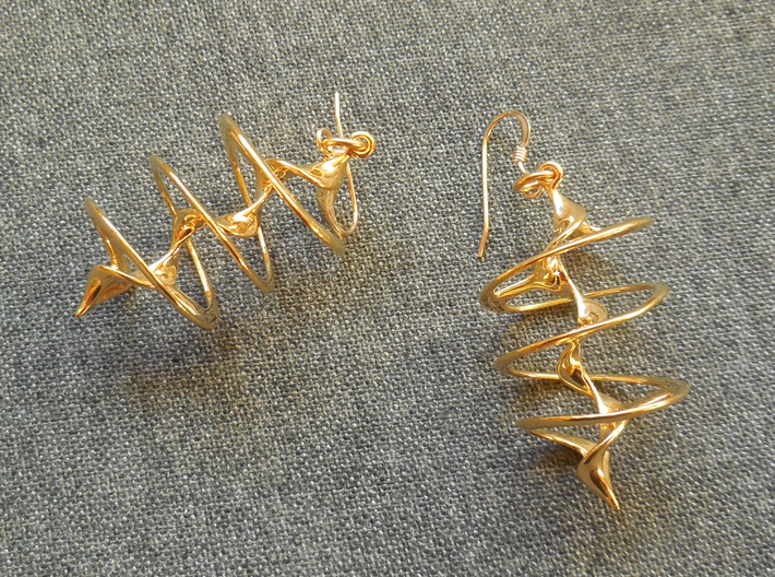 Auger - Earrings in precious metal 3d printed