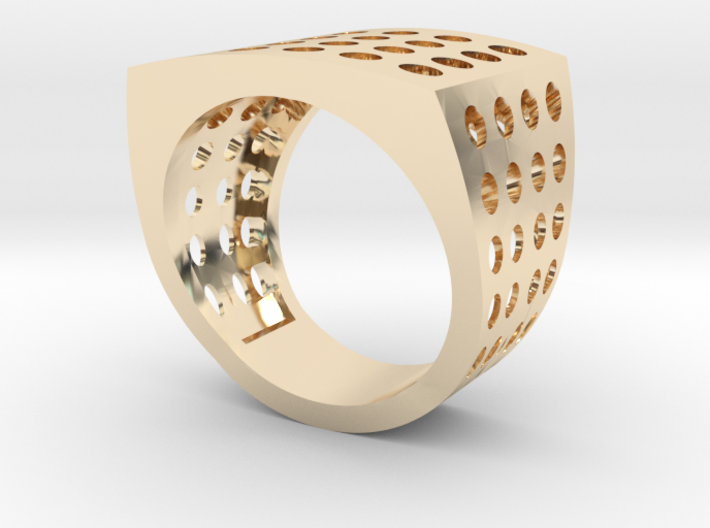 Chevalière Style Ring with Polka-Dots 3d printed