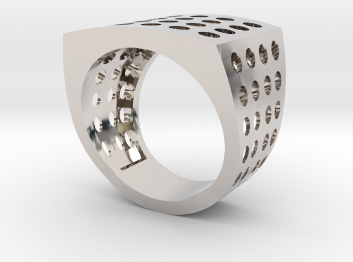Chevalière Style Ring with Polka-Dots 3d printed