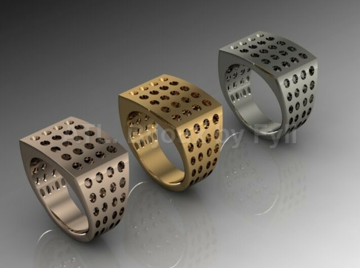 Chevalière Style Ring with Polka-Dots 3d printed Multiple Options