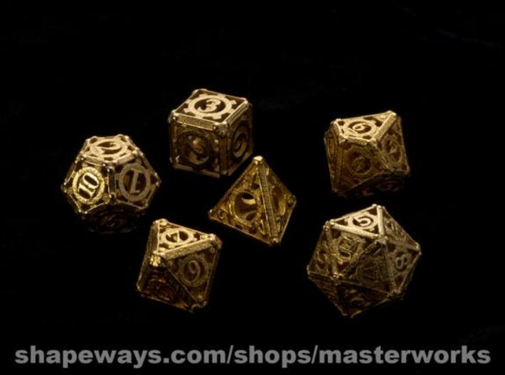 Steampunk Dice Set noD00 3d printed Gold Plated Glossy