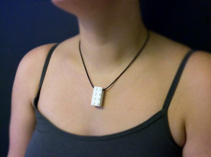 bX Necklace (2x4) 3d printed White Strong & Flexible Polished (String not included)