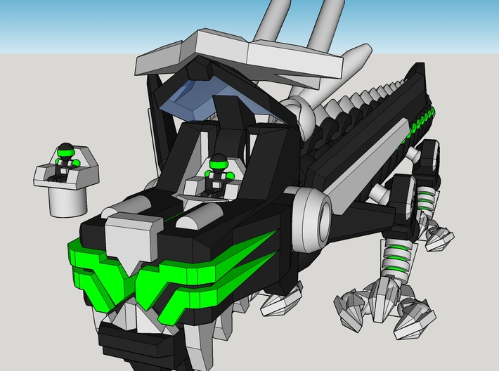 Wu Long Dragon 3d printed cockpit and jaw open, and pilot escape pod is removable