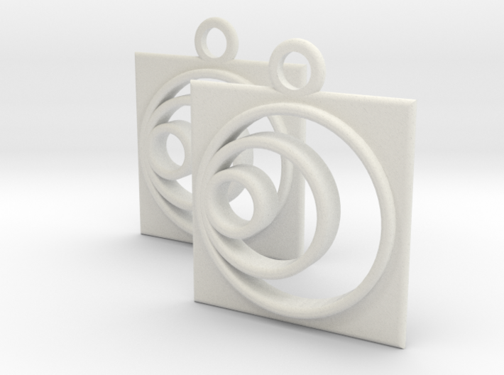 square circle spiral earrings 3d printed