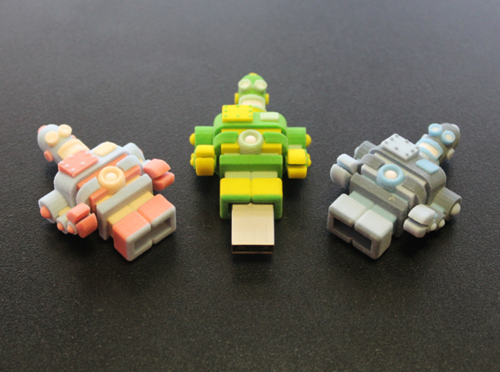 USB Robot's Army 3d printed and insert an USB drive