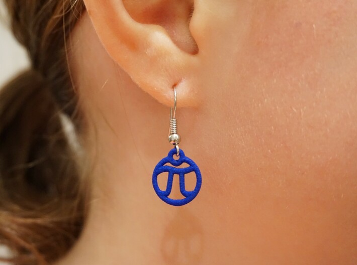 Tiny Pi Earrings 3d printed Pi Earrings in Blue