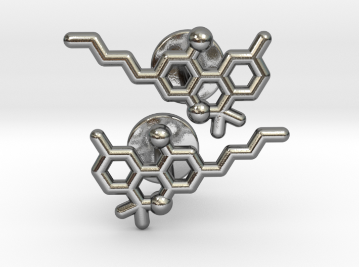 THC molecular cufflinks 3d printed