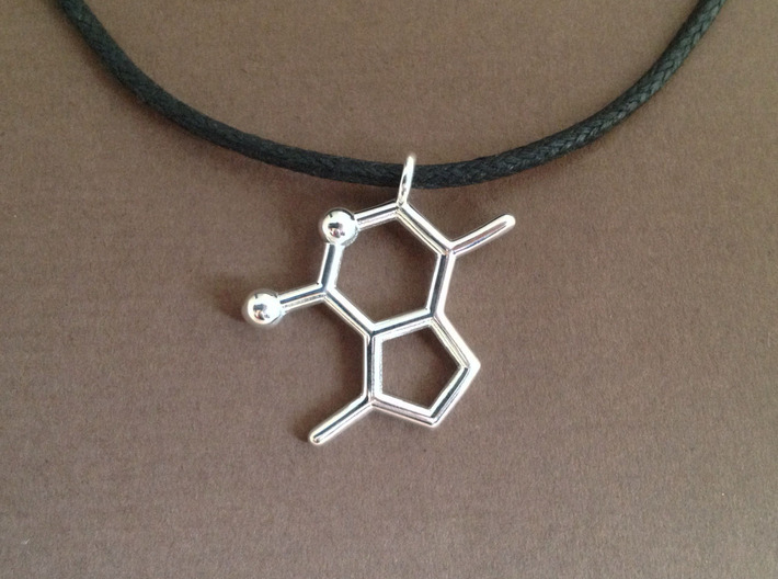 catnip molecule pendant 3d printed catnip pendant in polished silver, cord  not included
