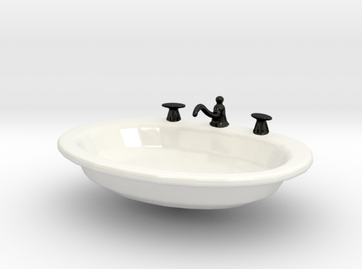 Miniature Dollhouse Drop-in Bathroom Sink 3d printed 