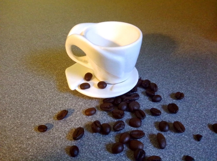 Espresso Cup and Saucer Set: &quot;Open Handle&quot; 3d printed Espresso Cup and Saucer