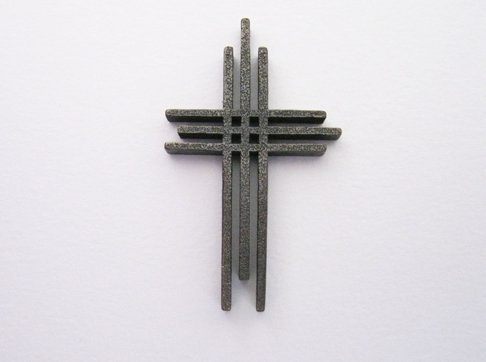 Cross Pendant 3d printed Shown in Polished Nickel Steel