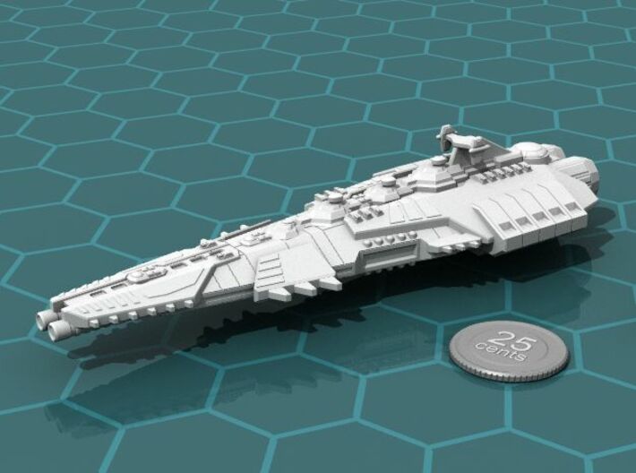 Stravok Dassalk Superdreadnought 3d printed Render of the model, with a virtual quarter for scale.