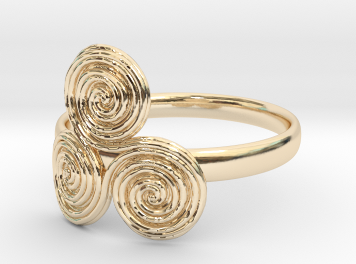 Bronze age triple spiral cult ring 3d printed