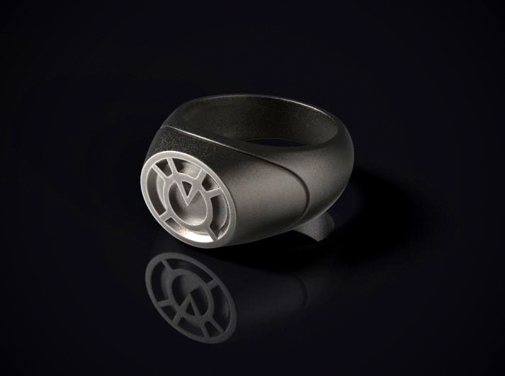 22.2 mm Orange Lantern Ring - WotGL 3d printed 3D render of the ring in Stainless Steel