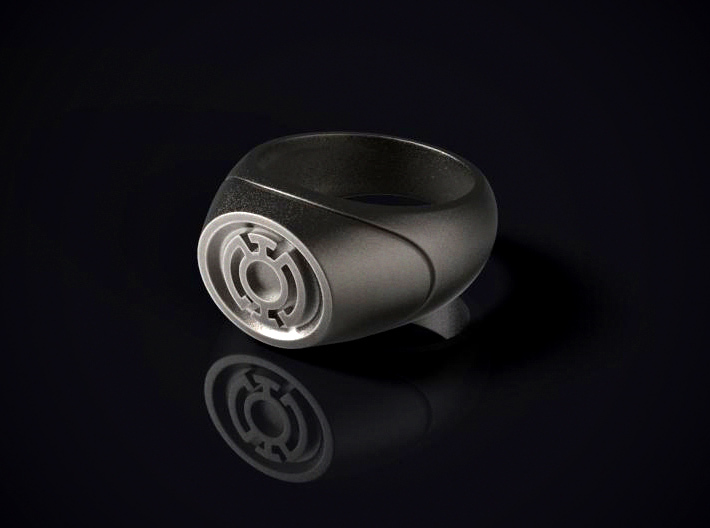 22.2 mm Blue Lantern Ring - WotGL 3d printed 3D render of the ring in Stainless Steel