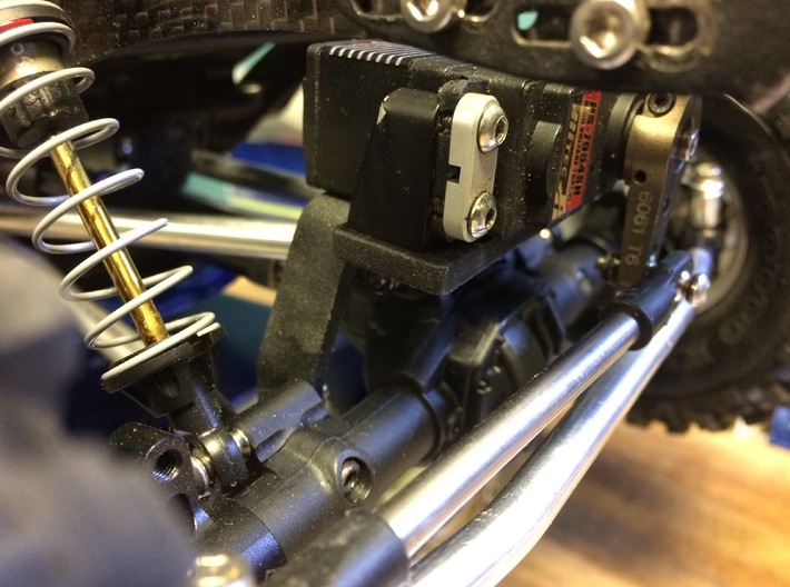 JaBird RC 10.2 V-Servo Bracket 3d printed Mounted on the Axial 10.2 axle.