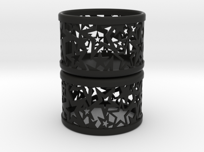 Set of 2 small tealight holders with Stars 3d printed 