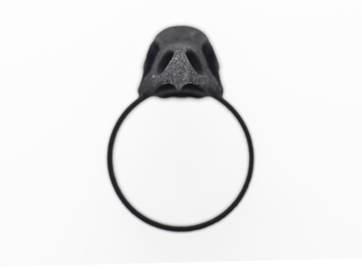 Realistic Raven Skull Ring - Size 7 3d printed Realistic Raven Skull Ring Front View - Product Displayed Printed in Black Strong and Flexible