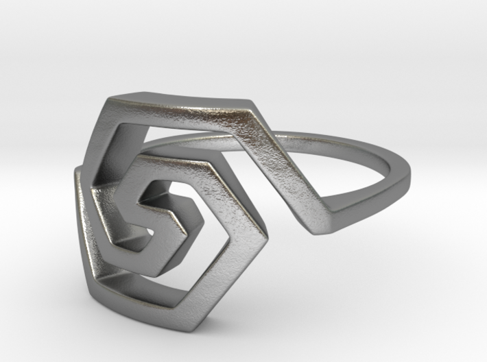 Bold Hexagonal Spiral Ring, Size 8 3d printed