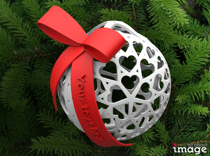 Customizable Christmas Ornament - Hearts 3d printed