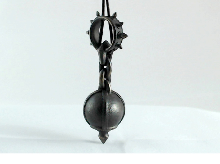 Ball and Chain  3d printed Shown in Polished Grey Steel