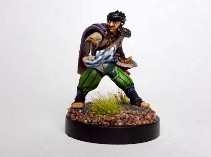 Halfling Arcane Trickster 3d printed Painted with acrylic paints and mounted on a custom 1 inch base.