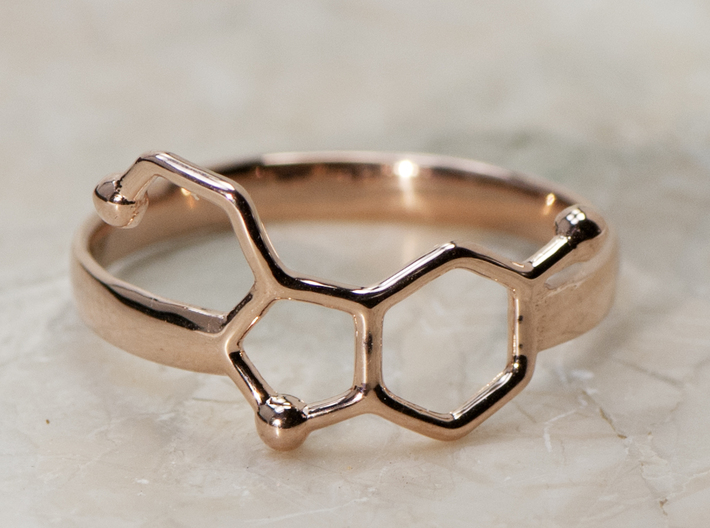 Serotonin Ring: size 9 3d printed Rose Gold