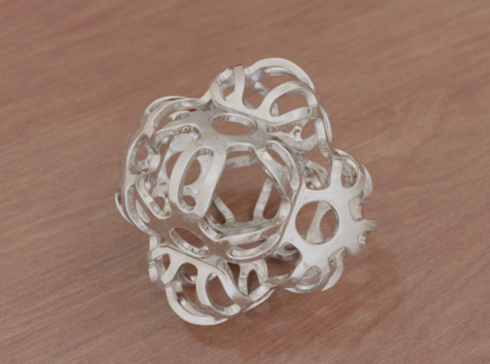 Symmetrically Deformed Cuboid 3d printed Polished Steel (render)