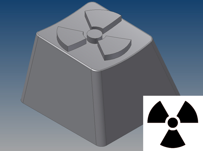 Radioactive Keycap (R4, 1x1) 3d printed