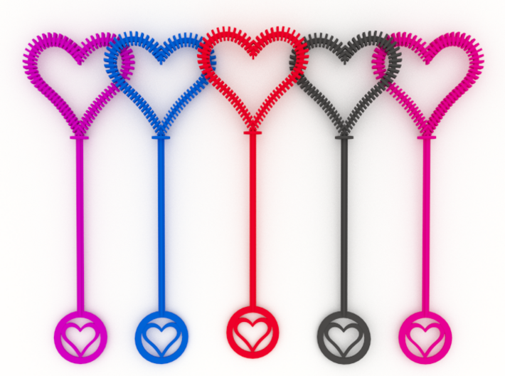 Heart Bubble Wand 3d printed Available SWF colors. (white, and alumide not shown)