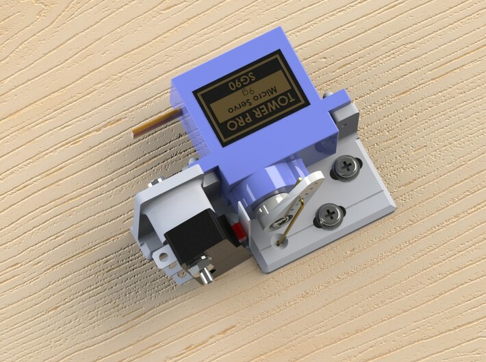 Railroad point, switch, turnout Servo Bracket x 8 3d printed CAD render showing Servo, Microswitch etc.