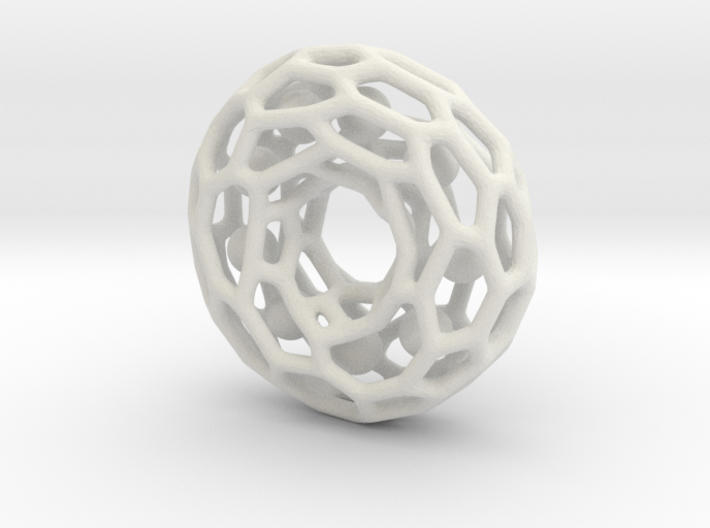 Voronoi tor pendant with little balls moving freel 3d printed 