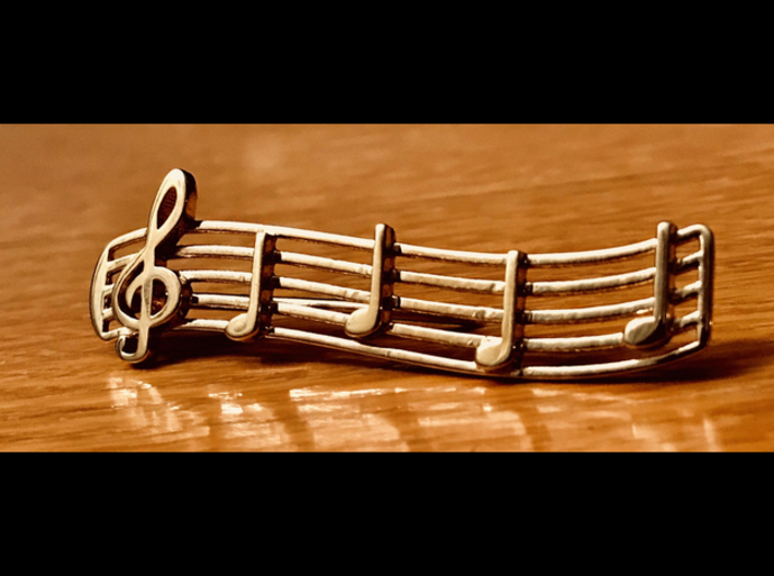 Treble Clef Tie Clip 3d printed Polished Brass