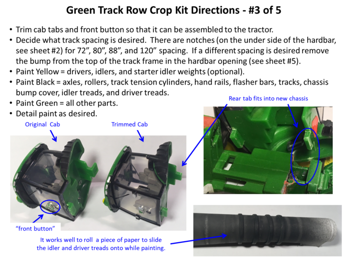 V1-GREEN TRACK 72-120" ROW CROP KIT, NARROW WHEELS 3d printed 