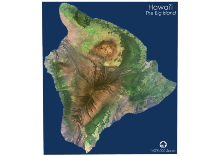 Hawai'i, The Big Island: 9.25&quot;x10.5&quot; 3d printed