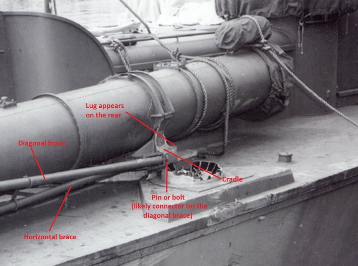 1/27 Aft Torpedo Tubes for PT Boats 3d printed Damaged turntable on PT-103.