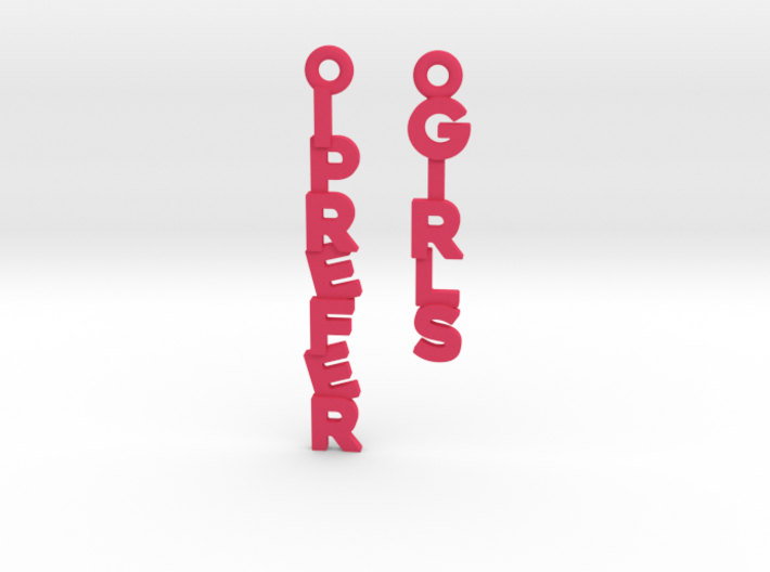 "I prefer girls" - Naughty messages earings 3d printed 
