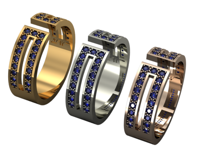 Greek Design Ring for 38 Gemstones 3d printed Many Choices