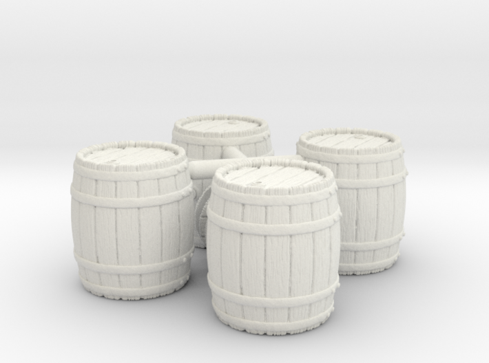 Open Wooden Barrel, x4, 28mm Scale 3d printed