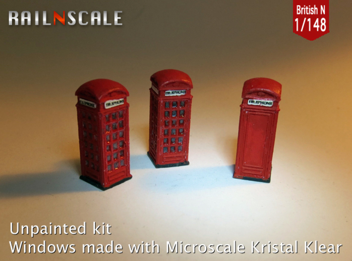 SET 3x Telephone box K2 (British N 1:148) 3d printed 