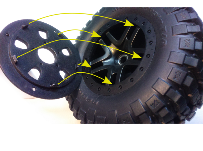 1/10 RC Car Wheel Hutchinson Caps 3d printed It is recommended to paint original rims to same color as caps or to black.