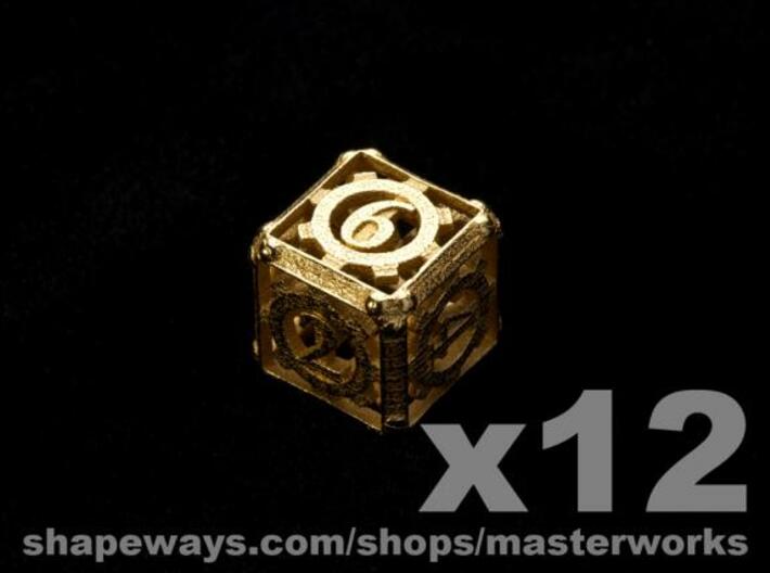 Steampunk 12d6 Set 3d printed Gold Plated Glossy