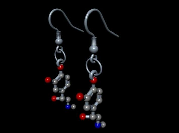 Earrings (Pair)- Molecule- Epinephrine (Adrenaline 3d printed Render