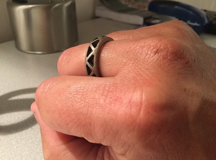 Geometric Ring- size 10 3d printed 