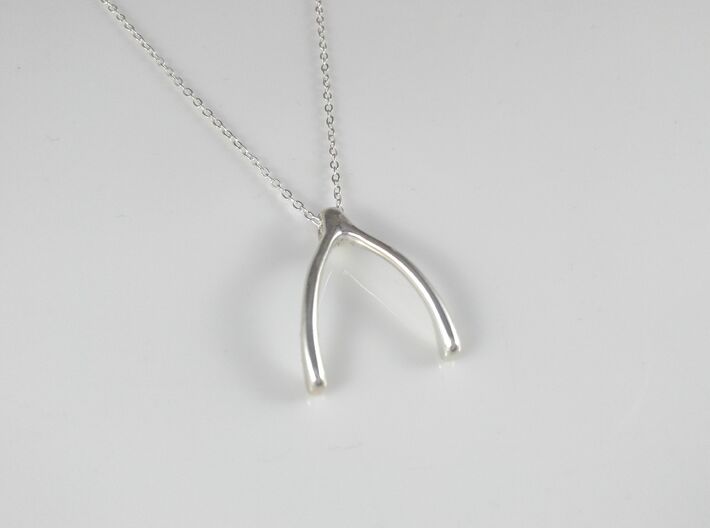 The Wishbone Ring Holder Necklace Solid 14K White Gold