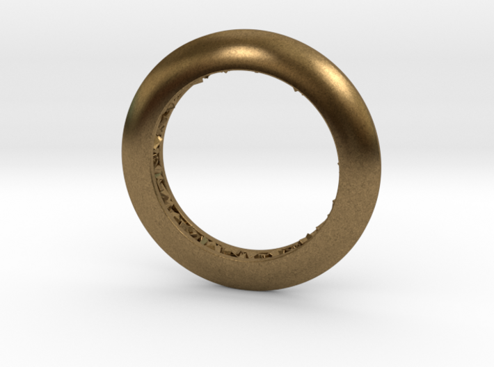 Ring shaped pendant with a raw band inside 3d printed